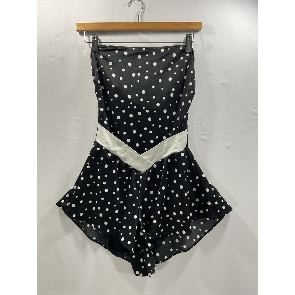 Vintage 1980s Sunbro Polka Dot Strapless Romper Swimsuit Cover Up USA Sz 9/10